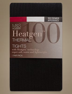 100 Denier Heatgen&trade; Ribbed Opaque Tights